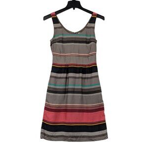 Banana Republic Sheath Dress Women Size 4‎ Striped 100% Silk Scoop-Neck Colorful